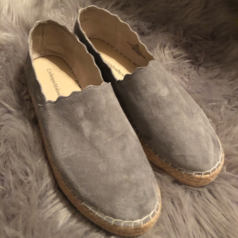 Grey Suede Espadrilles Slides